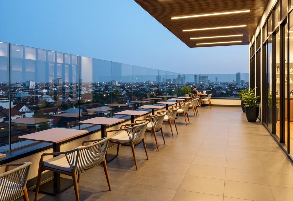 Urban coffee shop rooftop